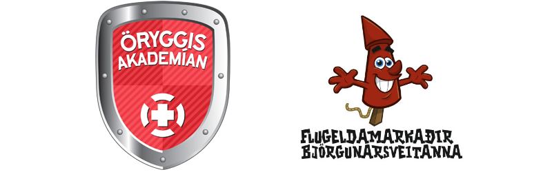 Merki öryggisakademíunnar og flugeldamarkaða björgunarsveitanna